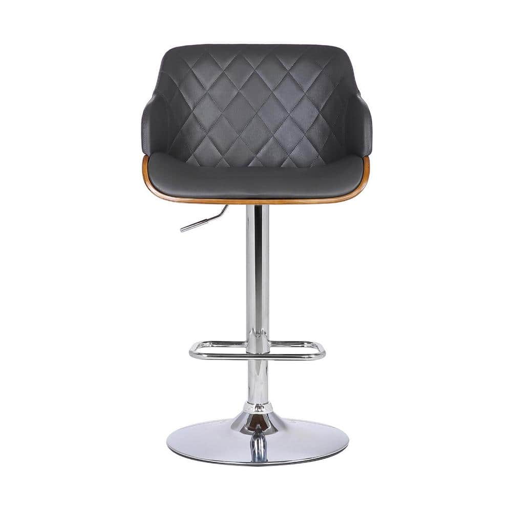 25 in. Gray Low Back Metal Counter Height Bar Chair with Faux Leather Seat price history on PriceWatchPro
