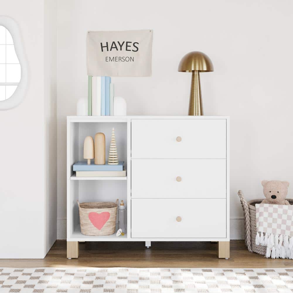 White Pine 3-Drawer Combo Dresser with Driftwood Accents