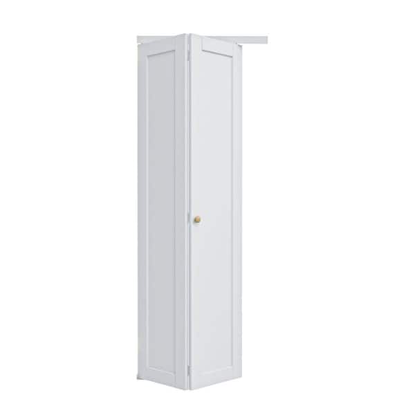 30 in. x 96 in. Solid Core 1-Lite Panel White Primed Composite MDF Interior Closet Bi-Fold Door with Hardware