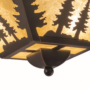 Yosemite Bronze Rustic Tree Square Indoor Outdoor Flush Mount 3-Light Ceiling Fixture
