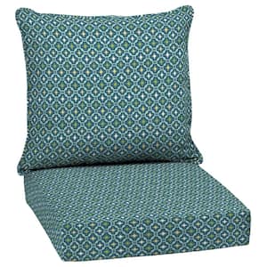 24 in. x 24 in. 2-Piece Deep Seating Outdoor Lounge Chair Cushion in Sapphire Alana Tile