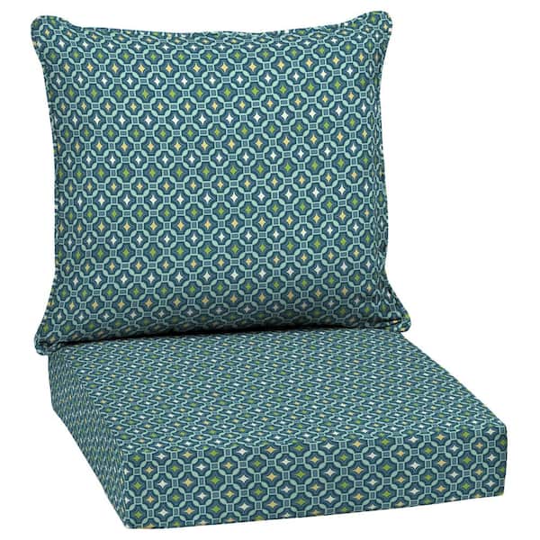 ARDEN SELECTIONS 24 in. x 24 in. 2-Piece Deep Seating Outdoor Lounge Chair Cushion in Sapphire Alana Tile