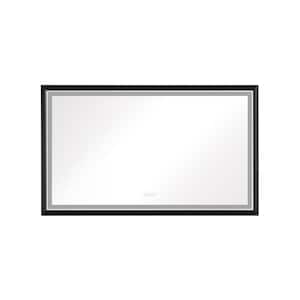 Modern 72 in. W x 36 in. H Large Rectangular Framed Lighted Surface Wall Mount Mirror Bathroom Vanity Mirror in Black