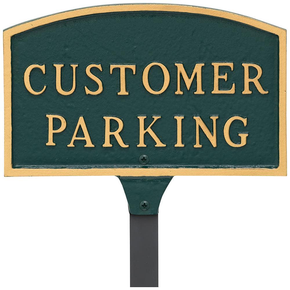 5.5 in. x 9 in. Small Arch Customer Parking Statement Plaque Sign with 23 in. Lawn Stake - Green/Gold price history on PriceWatchPro