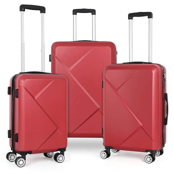 Wrangler 4 Piece Rolling Hardside Luggage Set, Red 