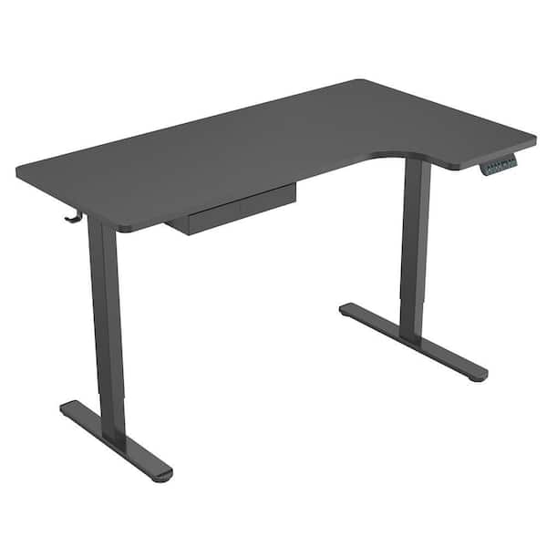57 in. L-Shaped Black Electric Height Adjustable Sit-Stand Desk