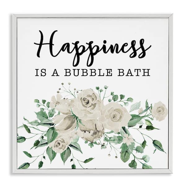 Stupell Industries Happiness is Bubble Bath by Masey St. Studios White Framed Typography Giclee Art Print 17 in. x 17 in.
