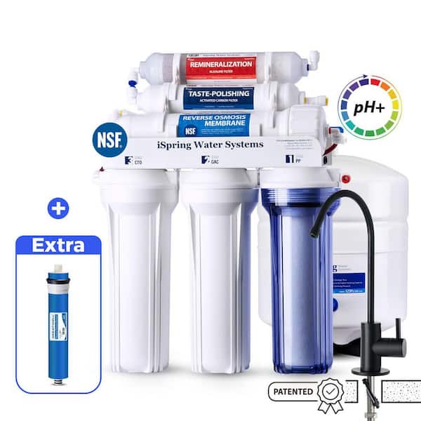 6-Stage NSF Certified Reverse Osmosis System w/ Alkaline, Black RO Faucet, Under-Sink Water Filter, Extra RO Membrane