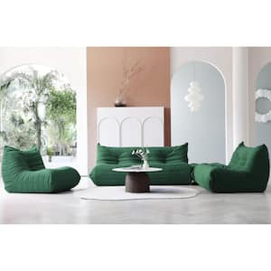 69 in. Armless 3-Piece Velvet Modular Sectional Sofa in Green with Reclining