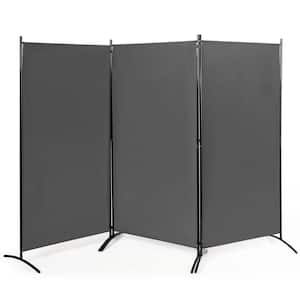 3-Panel Room Divider Folding Privacy Partition Screen for Office Room Grey