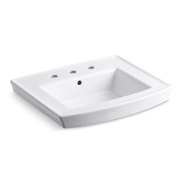 KOHLER Archer 7.87 in. Vitreous China Pedestal Sink Basin in White with Overflow Drain