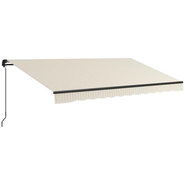 Outsunny 13 ft. Aluminum Retractable Awning (156 in. Projection) in Beige and White