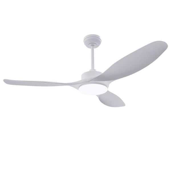 raccroc 52 ft. Integrated LED Indoor/Outdoor Matte white Ceiling Fan with Reversible Motor and Remote Control