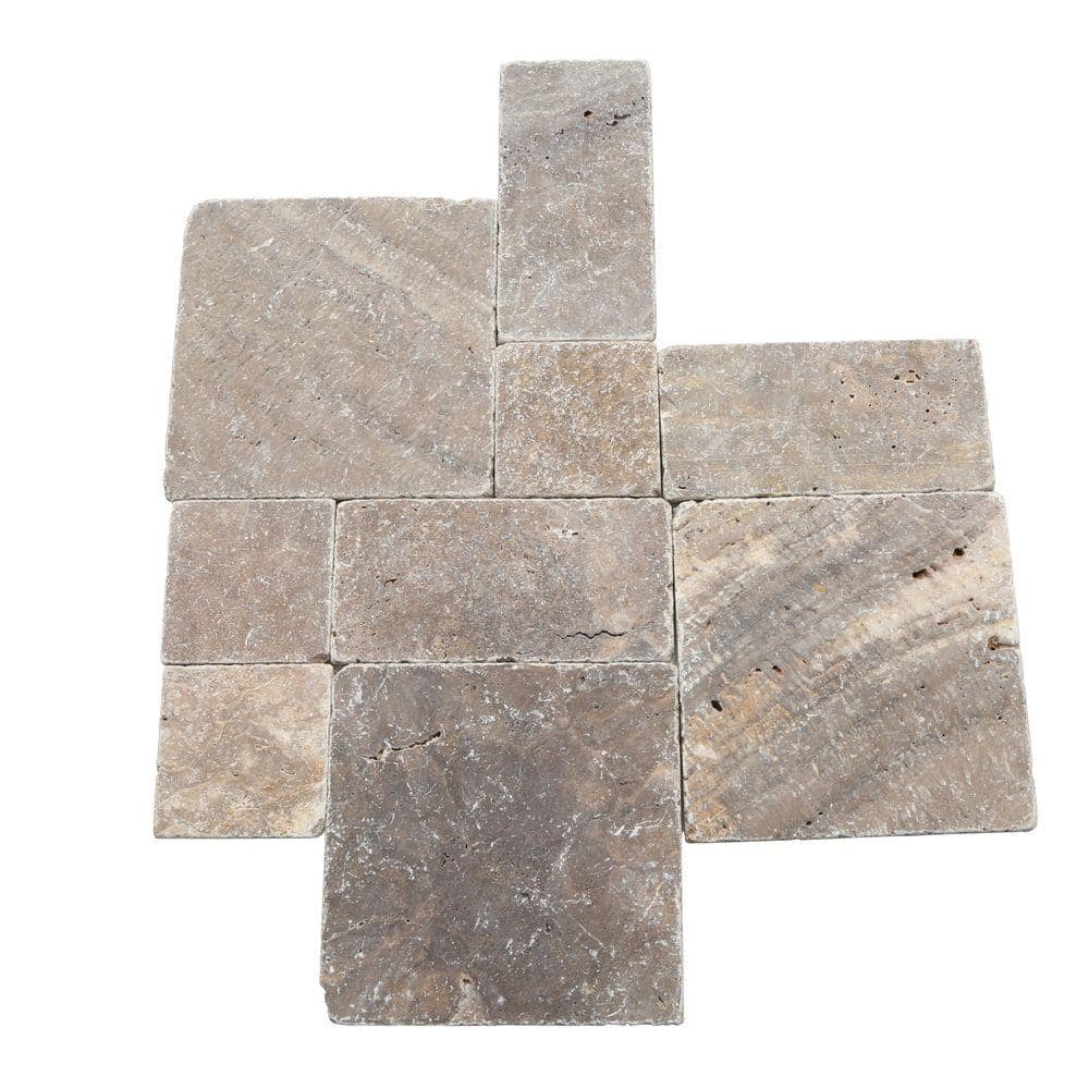 Daltile Travertine Andes Gray Paredon Pattern Floor And Wall Tile Kit 6 Sq Ft Case Ts35pattern1p The Home Depot