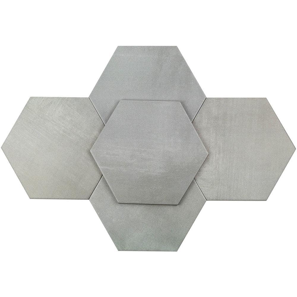 Gray Hexagon Matte Porcelain Floor and Wall Tile