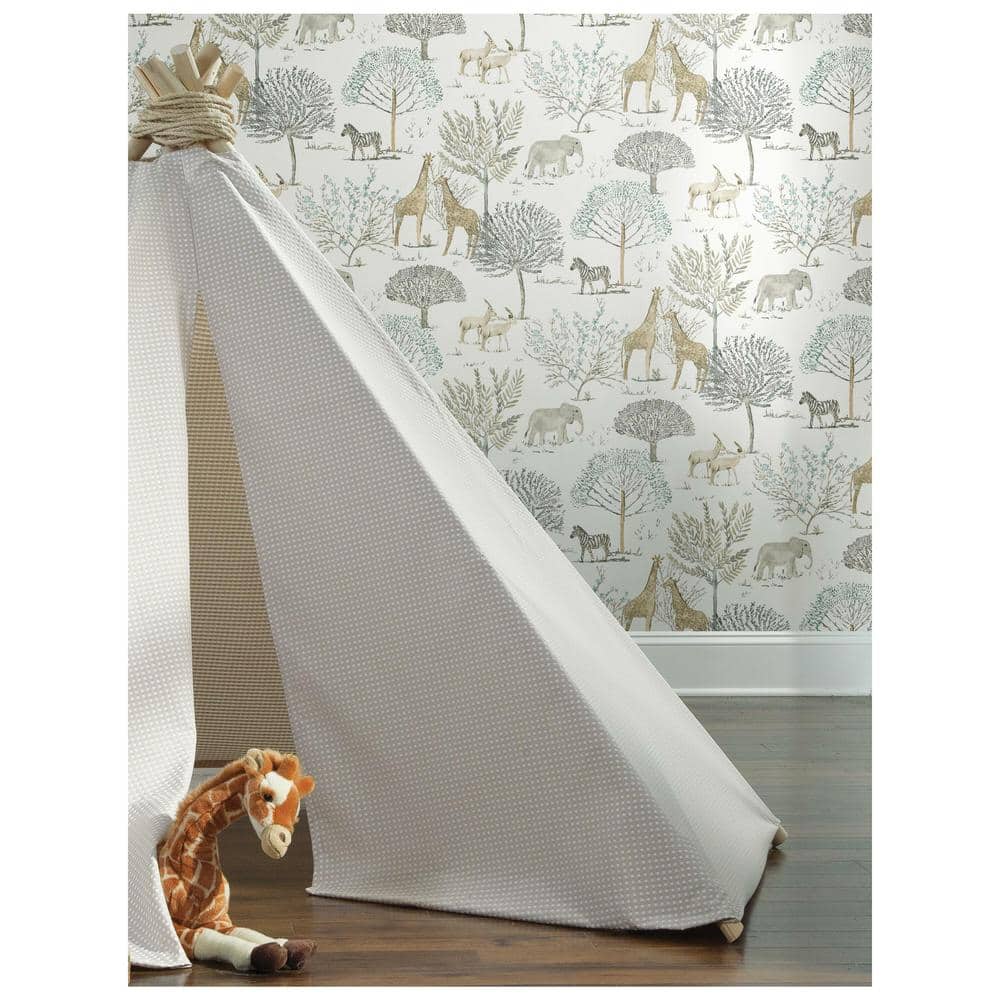 Neutral Safari Animals Peel and Stick Wallpaper Roll