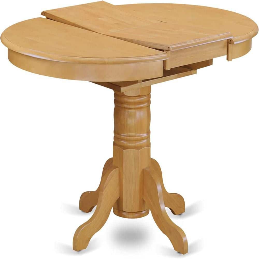Oak Finish Round Dining Table Set with 6 Chairs