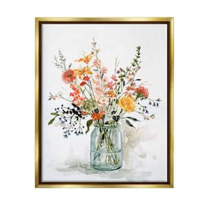 Warm Summer Meadow Bouquet Still Life Painting by Carol Robinson Floater Frame Nature Wall Art Print 31 in. x 25 in.