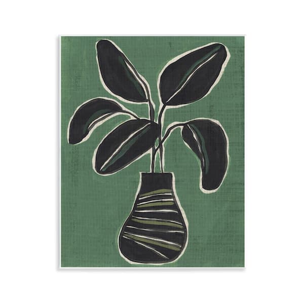 Stupell Industries House Plant on Green by June Erica Vess Unframed Nature Graphic Art Print 14 in. x 11 in.