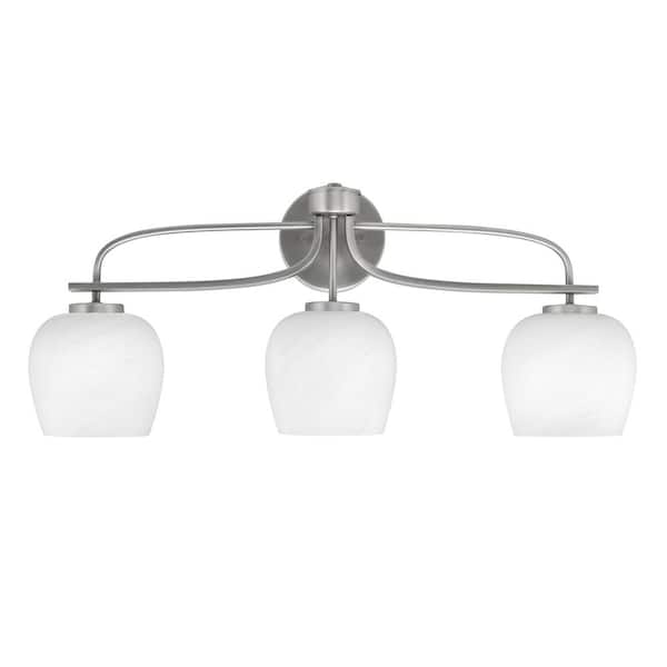 Unbranded Olympia 27.5 in. 3-Light Graphite Vanity Light White Marble Glass Shade