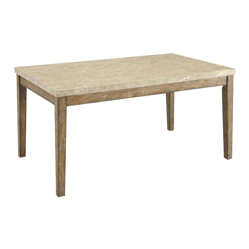 67'' Transitional Claudia Marble Top & Salvage Brown Dining Table