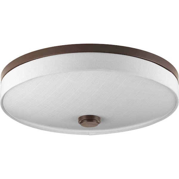 Progress Lighting 16 in. Weaver Collection 2-Light Antique Bronze Integrated LED Flush Mount