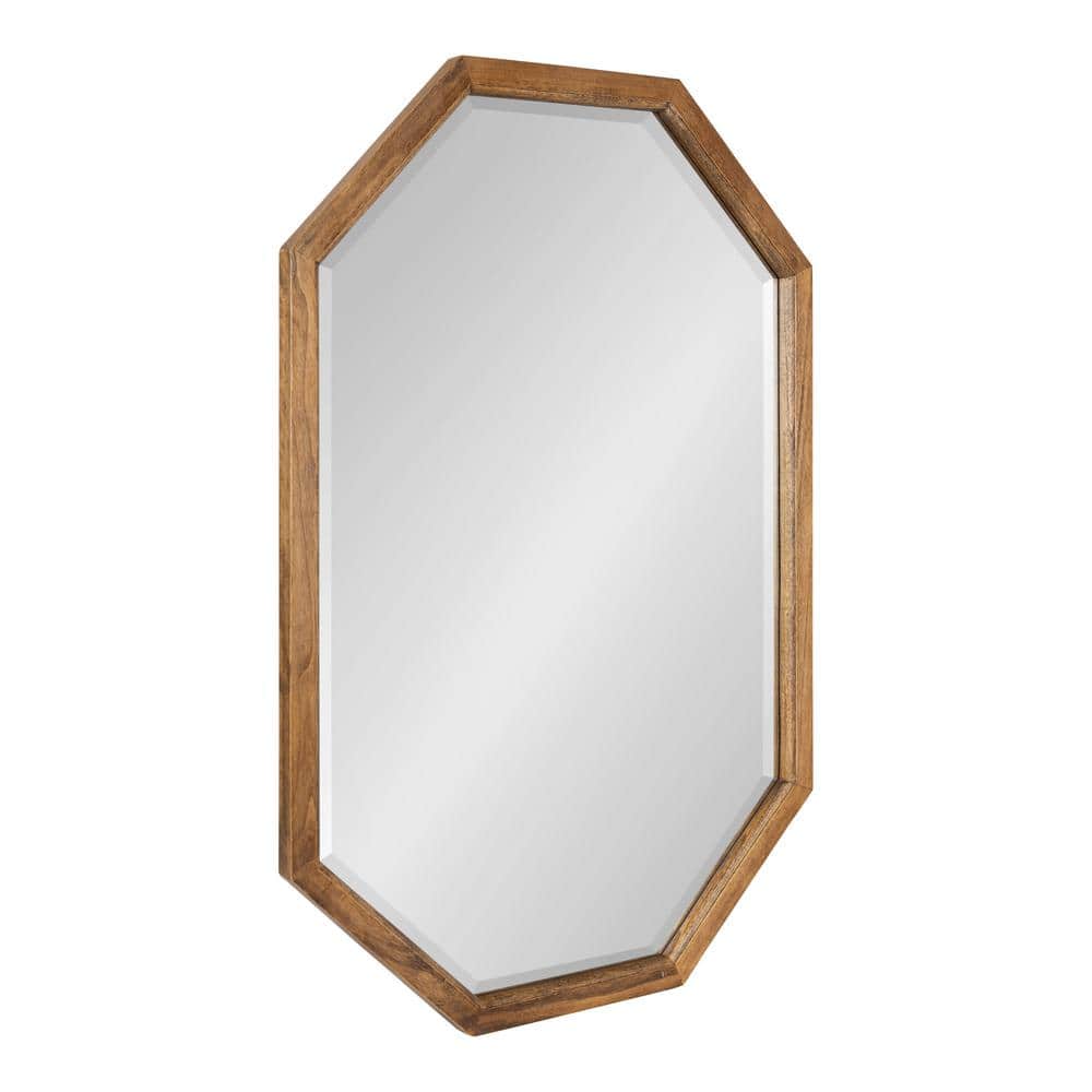 Kate and Laurel Hogan 36.00 in. H x 24.00 in. W Farmhouse Octagon Rustic  Brown Framed Accent Wall Mirror 220284 - The Home Depot