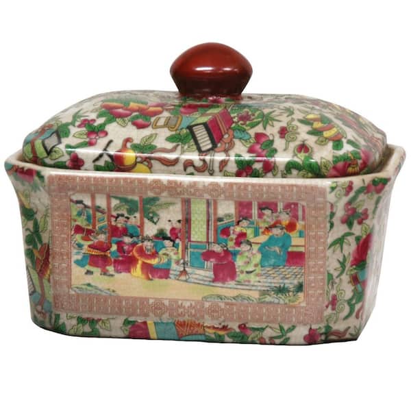 RED LANTERN 5 in. Porcelain Decorative Vase in Red