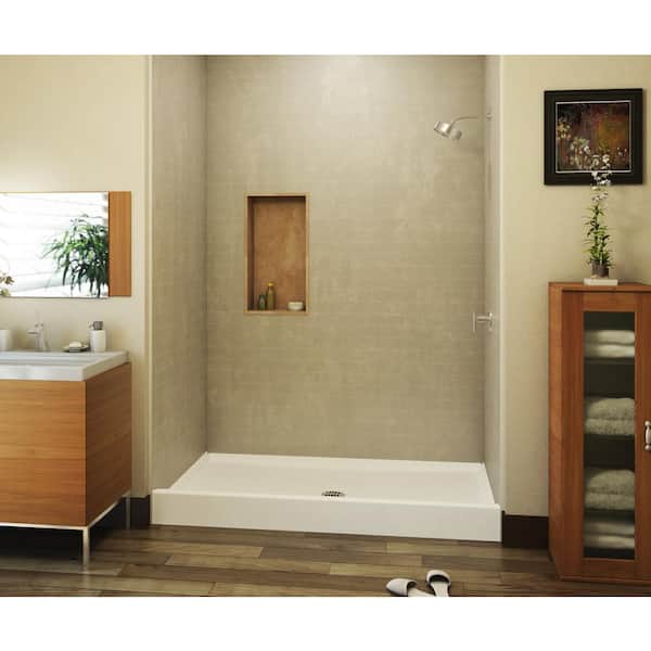 Aquatic A2 60 in. x 34 in. Single Threshold Center Drain Shower Pan in White