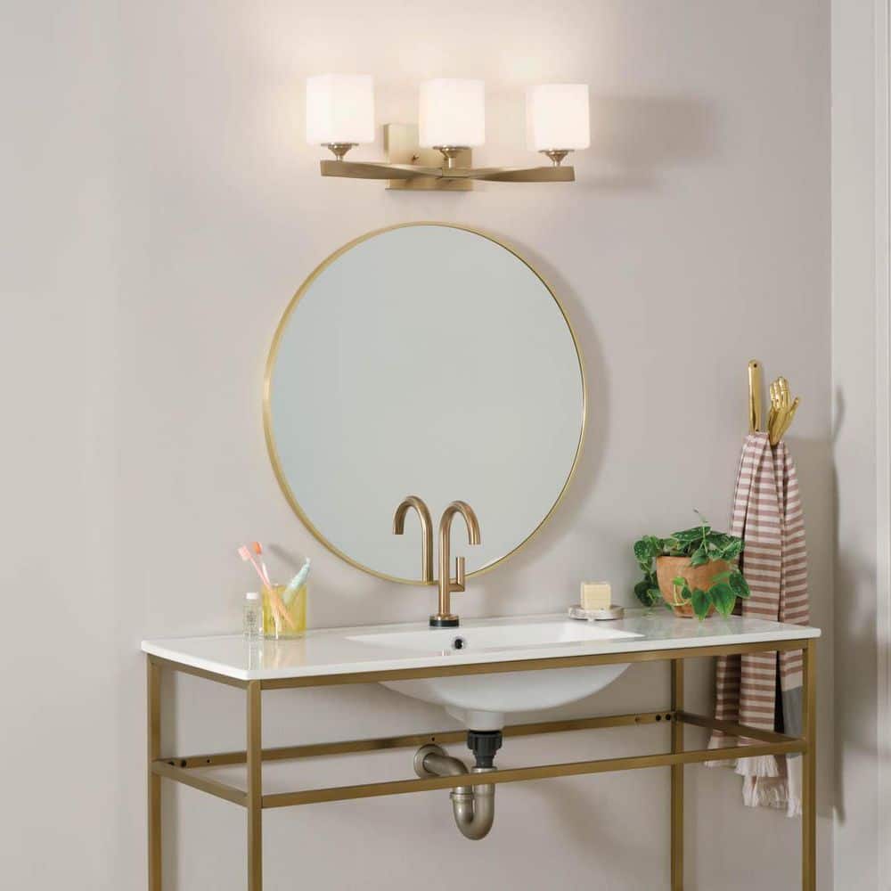 Champagne Bronze 3-Light Vanity with Satin Etched Glass