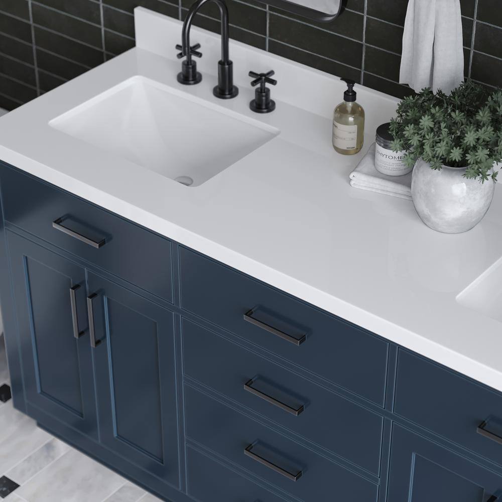 Midnight Blue Double Vanity with White Quartz Top