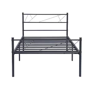 41.1 in. W Black Twin Size Single Metal Bed Frame for Adult and Children