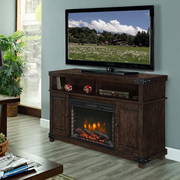 Muskoka Hudson 53 in. Media Electric Fireplace TV Stand in Rustic Brown