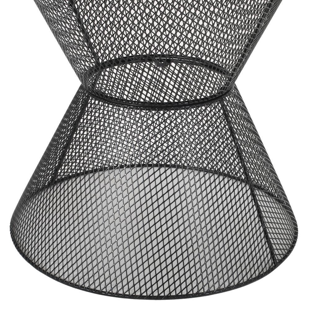 Matte Black Iron Hourglass Outdoor Accent Table, 17.75"