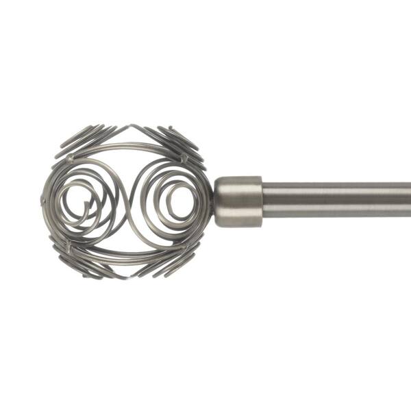 null 48 in. - 86 in. Telescoping 3/4 in. Single Curtain Rod in Pewter with Hollow Circle Finial