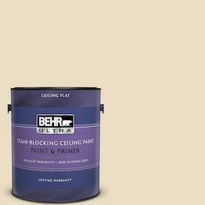 1 gal. #PPL-76 Ecru Ceiling Flat Interior Paint with Primer
