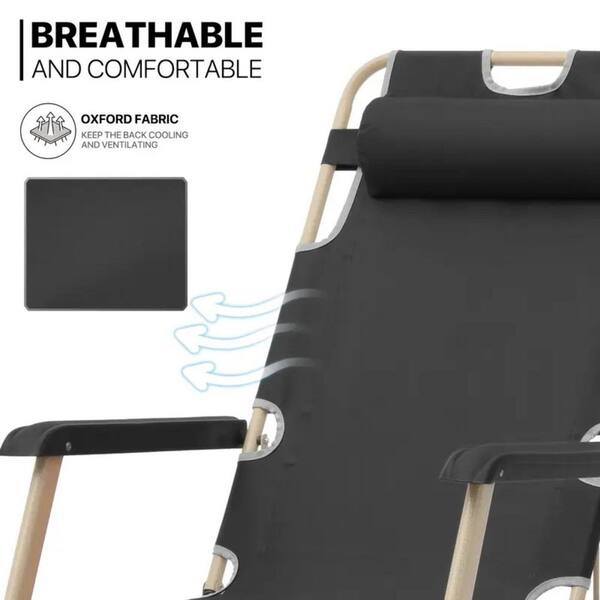 Metal Outdoor Lounge Chair in Black with Adjustable Backrest