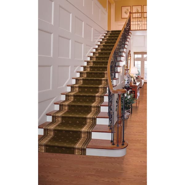 Sapphire Fleur De Lis Green 9 in. x 26 in. Stair Tread Cover