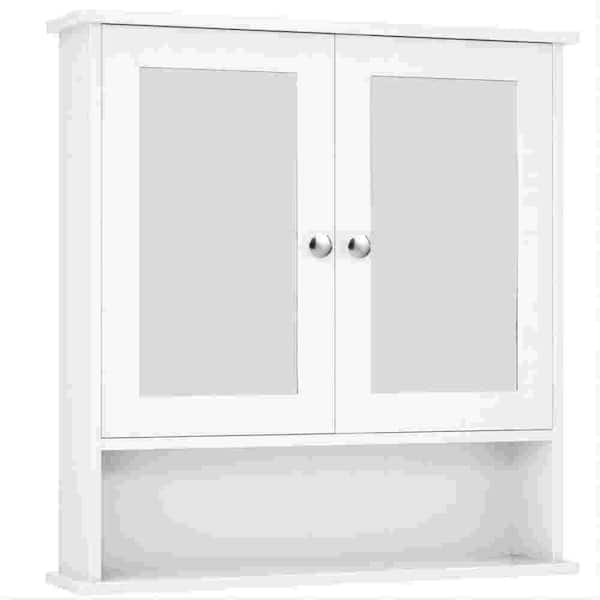 dubbin 22 in. W x 5 in. D x 23 in. H Bathroom Storage Wall Cabinet with Storage Shelf and Double Mirror Door in White