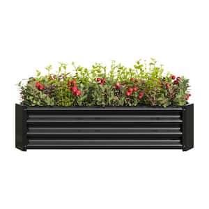 4 in. x 2 in. x 1 ft. Metal Raised Garden Bed for Planters Vegetables and Herbs, Black