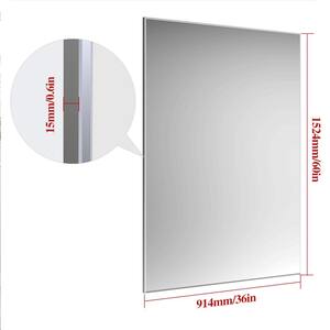 36 in. W x 60 in. H Rectangular Aluminum Framed Wall Mounted Bathroom Vanity Mirror in Sliver