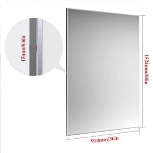 36 in. W x 60 in. H Rectangular Aluminum Framed Wall Mounted Bathroom Vanity Mirror in Sliver