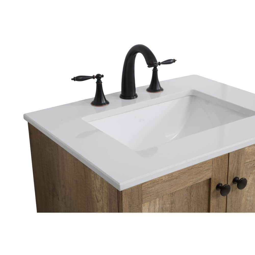Natural Oak 24" Single Bathroom Vanity with Porcelain Sink