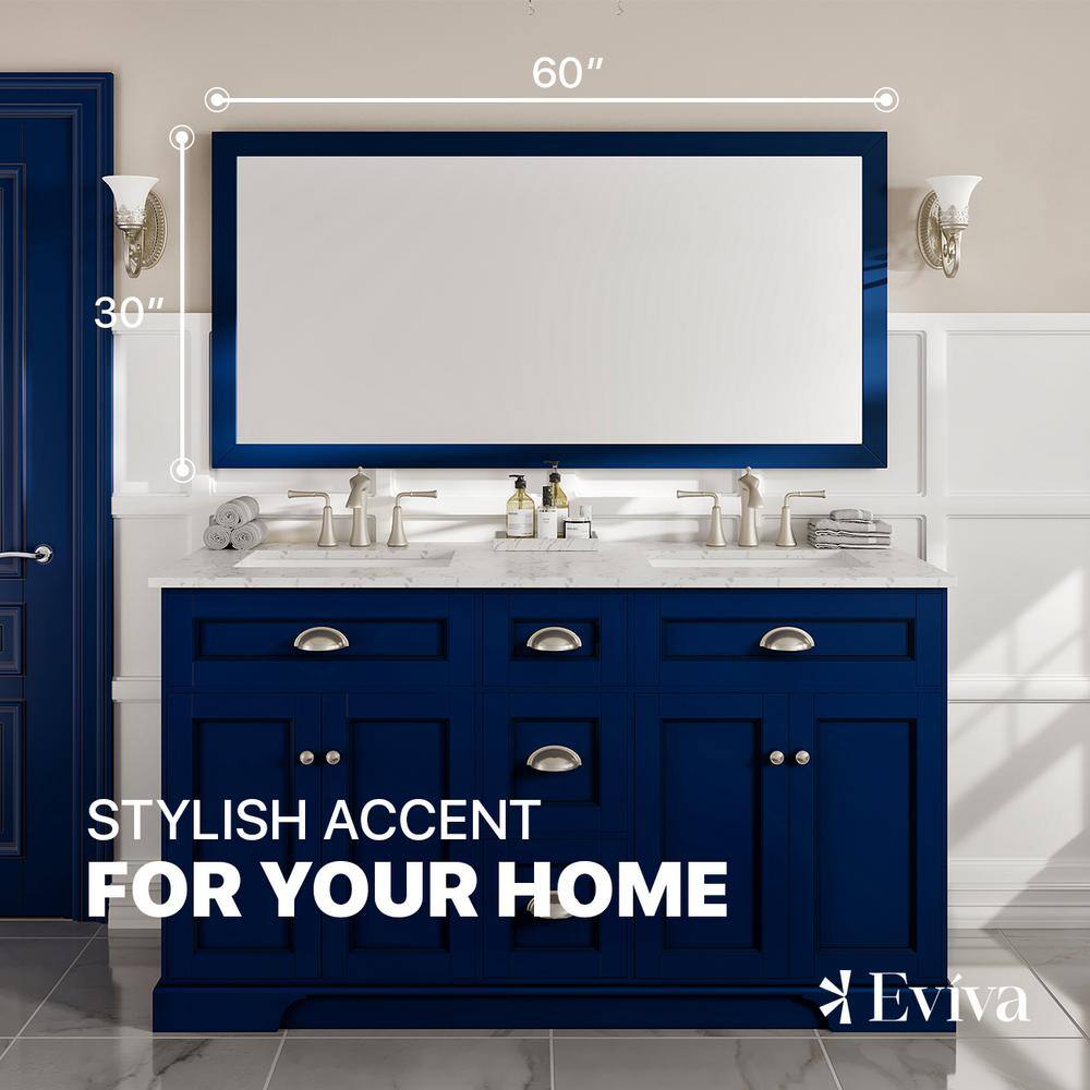 Acclaim 60" x 30" Blue Wood Framed Bathroom Vanity Mirror