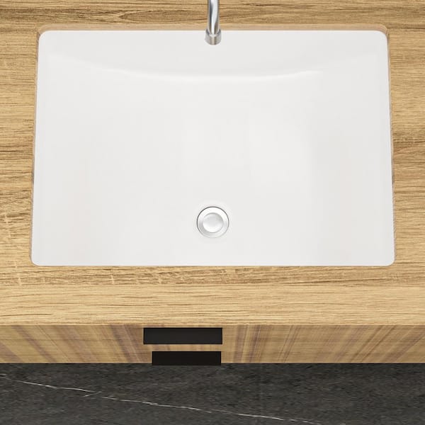 21.5 in. Undermount Rectangular Bathroom Sink with Overflow in White Ceramic