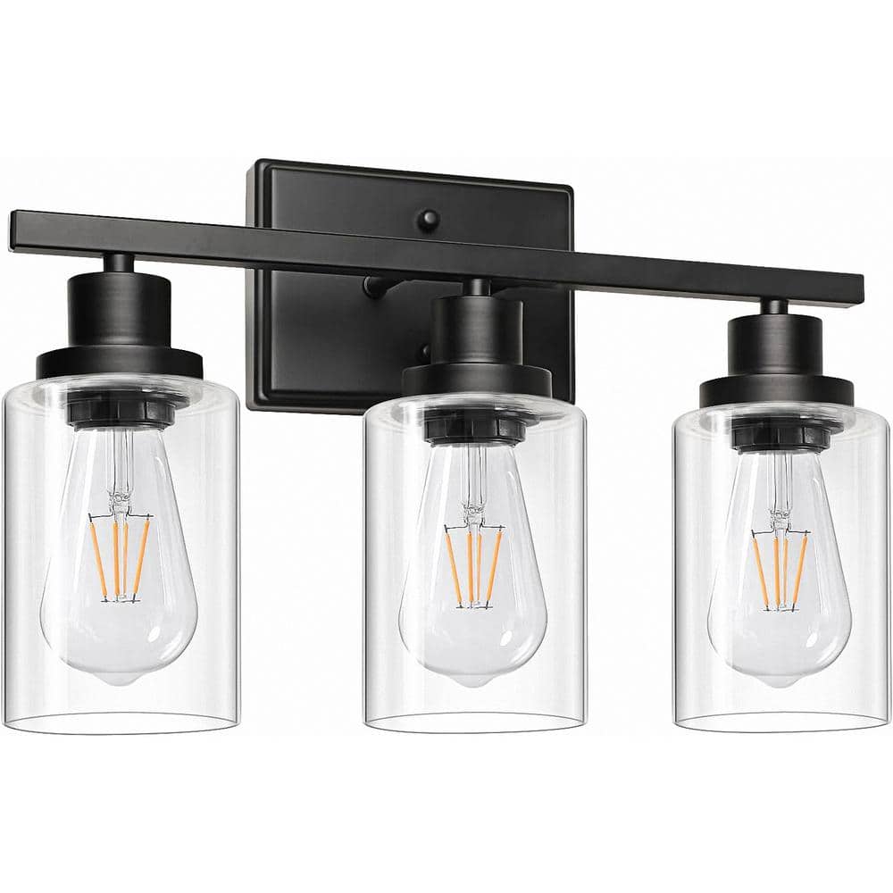 20 in. 3-Light Black Bathroom Vanity Light with Clear Glass Shades for Mirror and Vanity (Bulbs Not Included) price history on PriceWatchPro