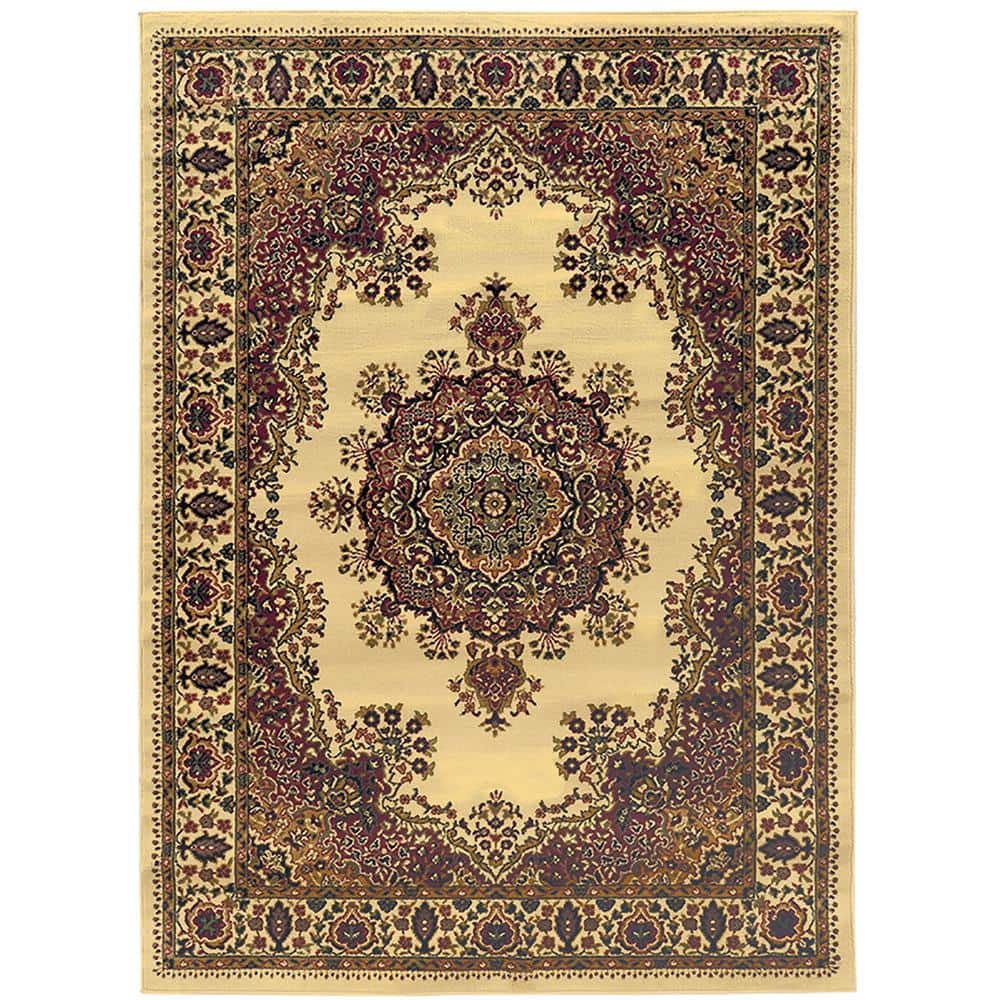 Castello Ivory 3 ft. x 5 ft. Traditional Oriental Medallion Area Rug