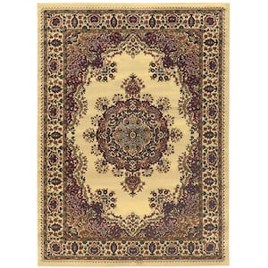 Castello Ivory 3 ft. x 5 ft. Traditional Oriental Medallion Area Rug