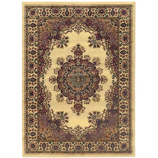 Unbranded Castello Ivory 3 ft. x 5 ft. Traditional Oriental Medallion Area Rug