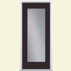 32 in. x 80 in. Full Lite Painted Smooth Fiberglass Prehung Front Door with Brickmold